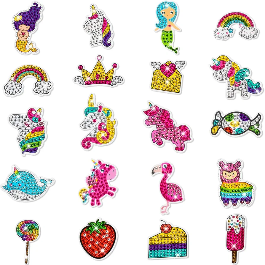 Sonsage 20PCS Diamond Art Painting Stickers Kits for Adult,Unicorn Animal Easy Diamond Art Mosaic Stickers,DIY 5D Paint with Diamond Dots Arts and Crafts for Present
