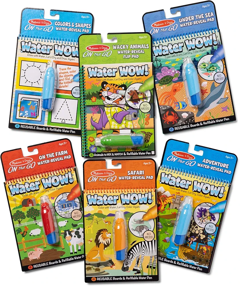 Melissa & Doug On the Go Water Wow Activity Pad 6-Pack, brand is Melissa & Doug