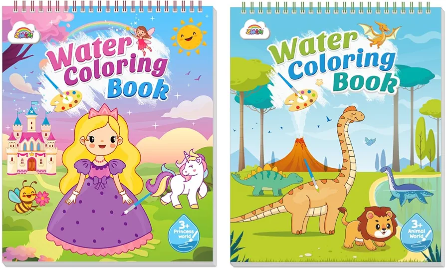 ZMLM Paint with Water Coloring Books for Toddlers - Mess Free Painting Activity for Kids - Arts & Crafts Gift Toy for Boy Girl Ages 4 5 6 7 8 - Birthday Christmas Easter Stocking Stuffers