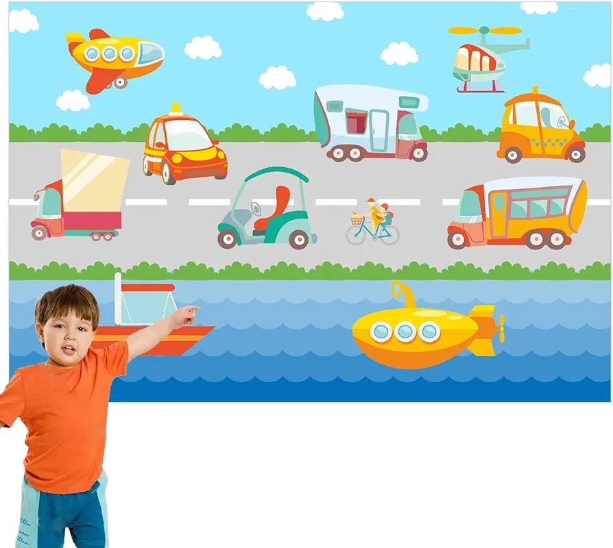 ORIKEK Vehicle Art Crafts Gift Felt Kit Sticker Transportation with Boat Plane Car Yacht DIY Wall Preschool Learning Toys for Kids Boys Educational Kid’s Craft Supplies to Inspire Creativity