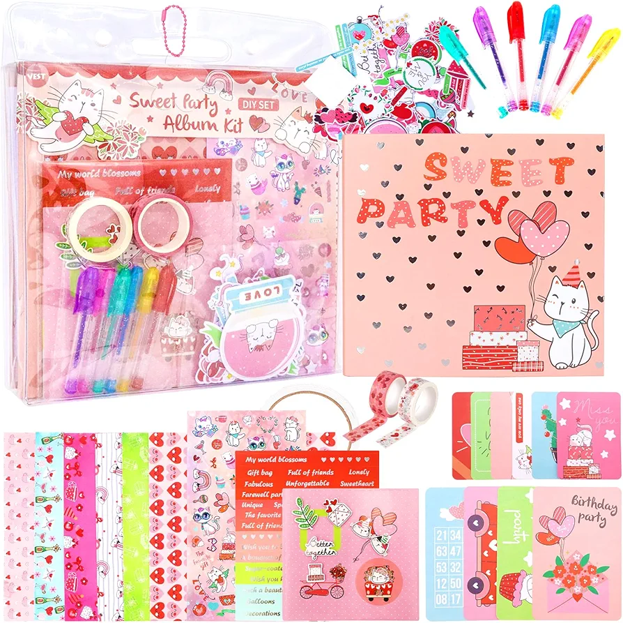 DIY Journal Kit for Girls, Personalized Diary & Scrapbook Stuff for Teens Girls, Decorate Your Planner/Organizer, Journaling Arts Craft Kit Birthday Gifts Ideas for Girls Ages 6-15 Years Old