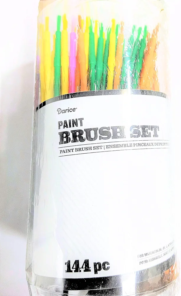 Darice Cannister D880018 Kids Brushes 144-Piece Canister, 1-Pack, None