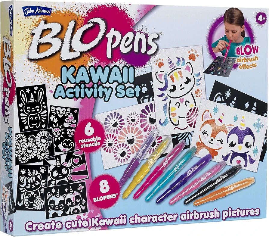 John Adams | BLOPENS® Kawaii Activity Set: Create Cute Kawaii Character Airbrush Pictures| Arts & Crafts | Ages 4+