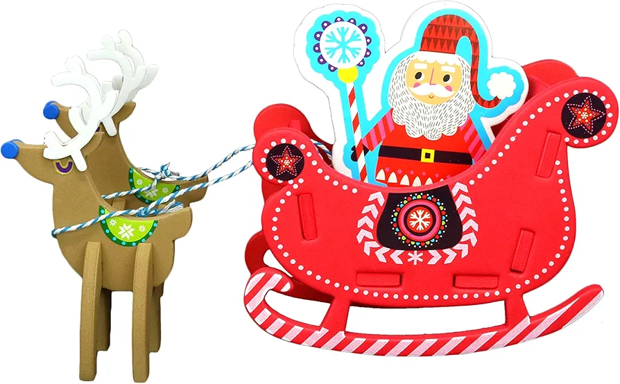 Big Mo's Toys Christmas Crafts - DIY Holiday Foam Arts N Craft Santa Riding A Reindeer Sleigh Table Top Creat Your Own Decorations Kit for Kids