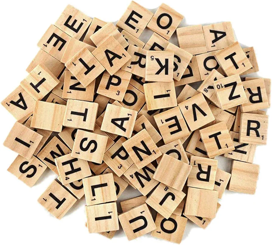 100Pcs Wooden Alphabet Tiles Scrabble Replacement Letters for Board Games, Wedding Frame and Wall Art