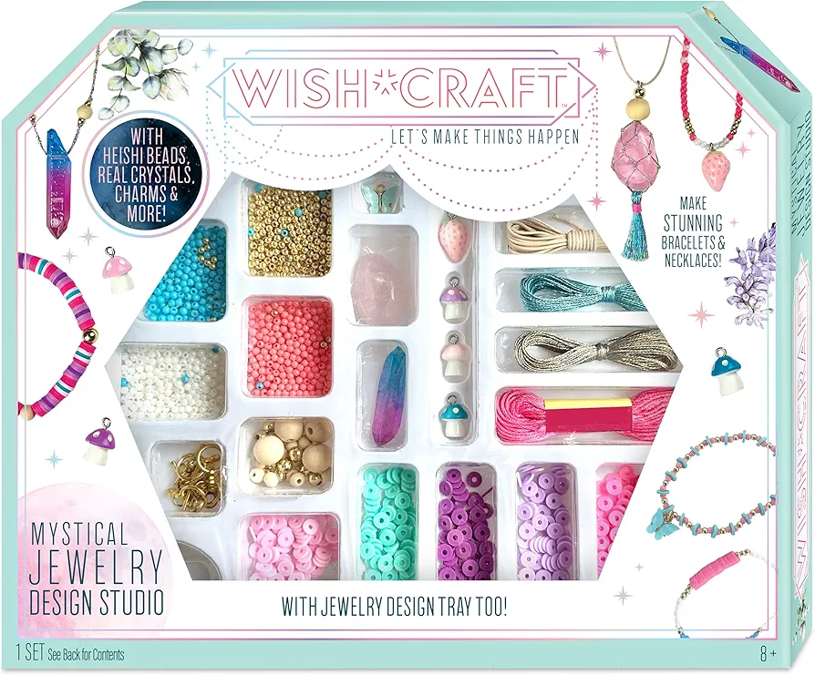 Bright Stripes Wish*Craft Mystical Studio DIY Bead Jewelry Making Kit for Kids, Kids Arts and Crafts, Children’s Creativity Set Gift, Make Your Own Charm Bracelets and Necklaces, Ages 8+