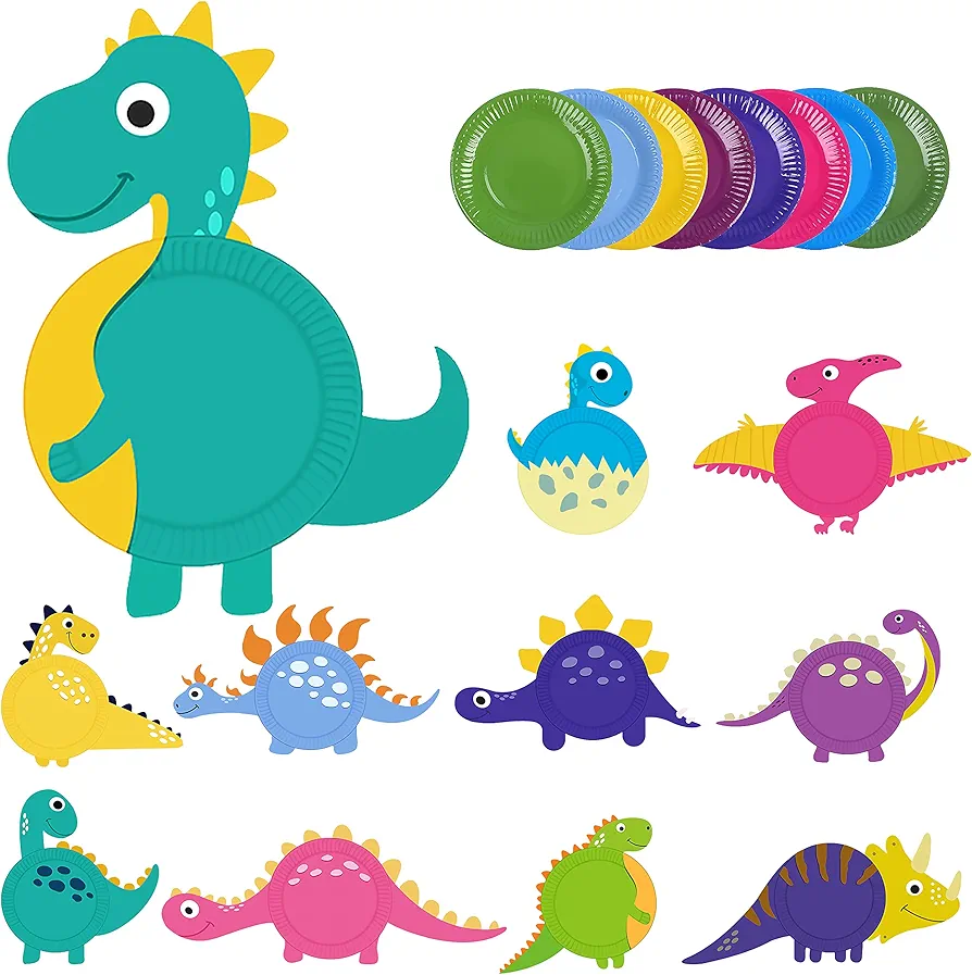 DISHIDIANZI Art Craft Gifts for Kids - 11 Paper Plate Art Kit Toys for Over 3 Years Old Boys Girls Toddlers, DIY Dinosaur Art Supplies for Kids Preschool/Party Gifts/Birthday/Christmas Game Crafts