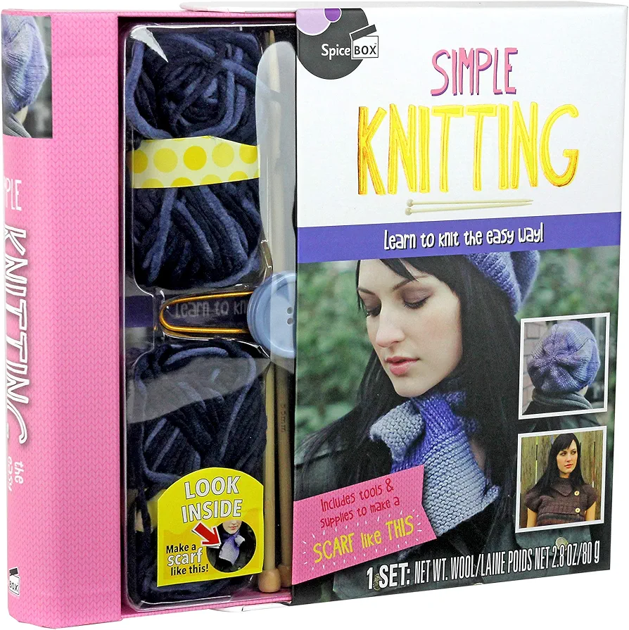 SpiceBox Adult Art Craft & Hobby Kits Gift Set Simple Knitting