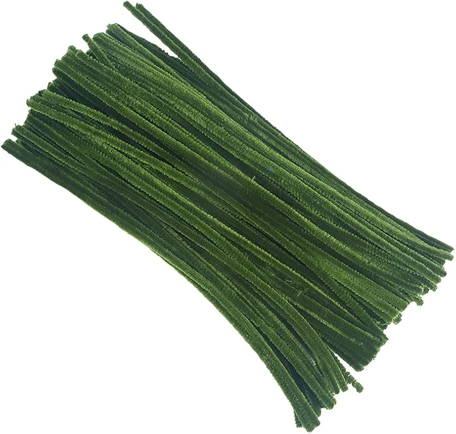 200 Pcs Christmas Craft Pipe Cleaners Plush Green Chenille Stems Fluffy Crafting Pipe Cleaners Craft Fuzzy Sticks Art Supplies for Holiday Decor B