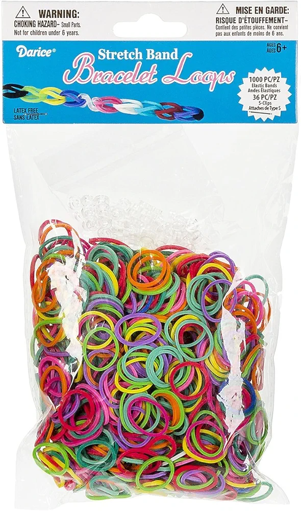 Darice 1036-Piece Stretch Band Bracelet Loops and S-Clips Set, Mix