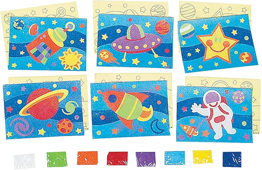 Fun Express Awesome Outer Space! Sand Art - Crafts for Kids and Fun Home Activities - VBS Vacation Bible School Supplies/Decor