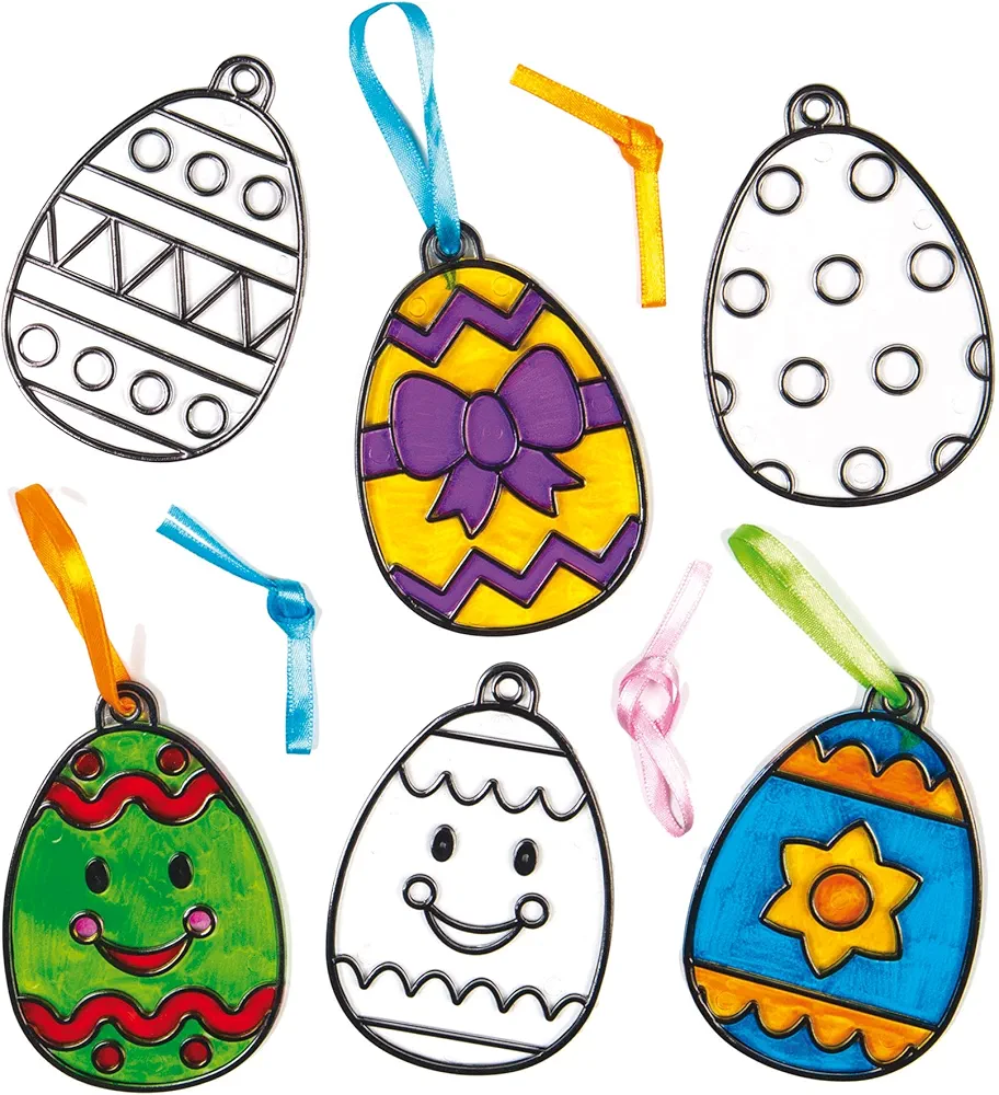 Baker Ross AC666 Easter Egg Acrylic Suncatchers - Pack of 8, Hanging Window Ornament Kits for Children to Paint, Creative Craft Set for Kids