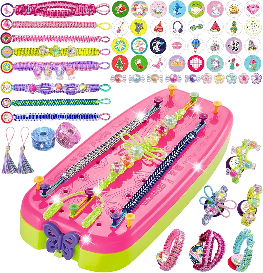 Girls Friendship Bracelet Making Kit: Girl Toys Bracelets Braiding Kits Kids Birthday Gifts Age 7 8 9 10 11 12 Year Old, Crafts Art Cool Presents for Teen, DIY Jewelry String Maker Travel Activity Set