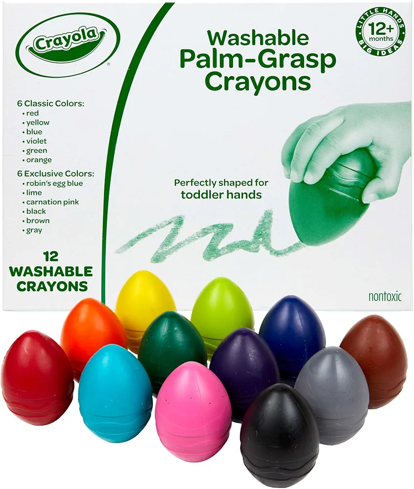 Crayola Egg Crayons (12ct), Jumbo Washable Crayons, Big Crayons For Toddlers, Preschool Art Supplies, Toddler Gifts, Ages 1+