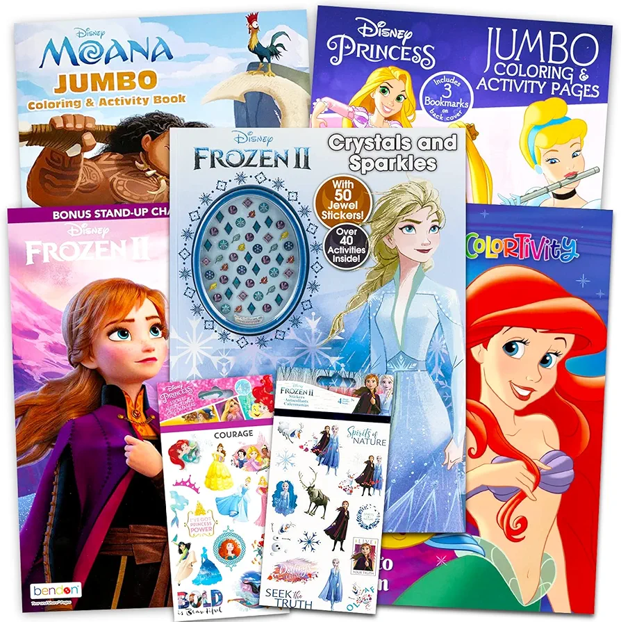 Disney Princess Coloring Book Super Set for Kids - Activities, Stickers and Games - Featuring Disney Princess, Frozen and Moana