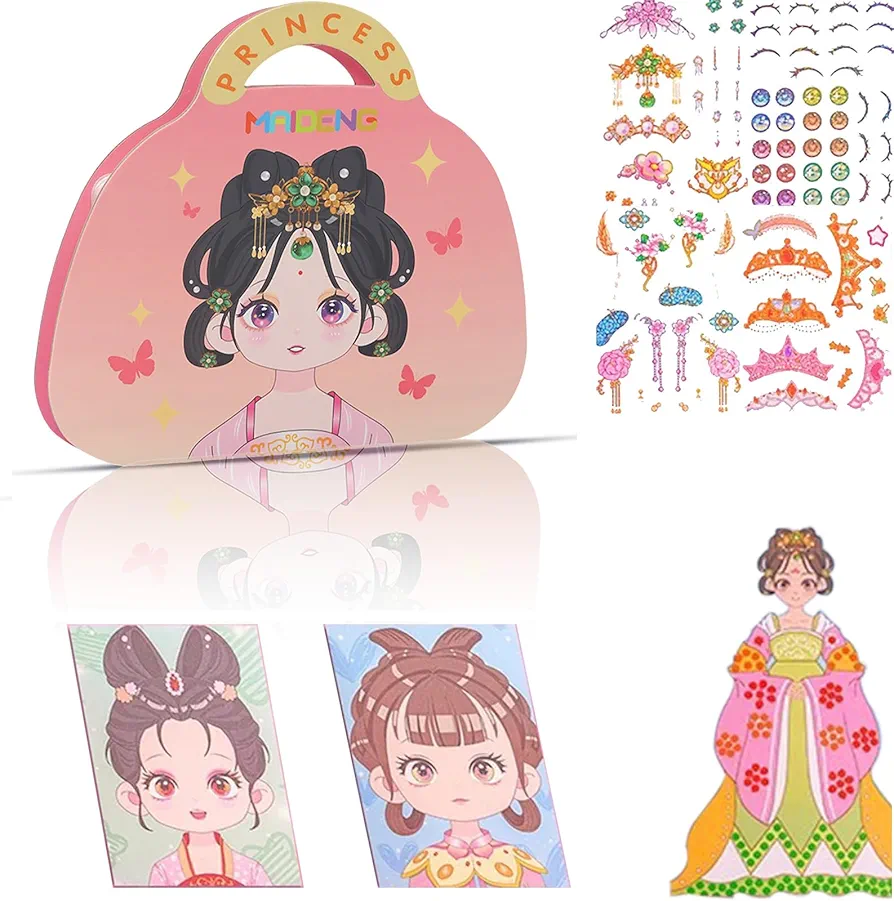 AMAMIA Art Craft Activity for Kids DIY Makeup Sets,Pretty Princess Dress Up Game,Diamond Art Pating＆Sticker Kits,for Girls 4 5 6 7 8 9 Years Old Fantasy Toy.