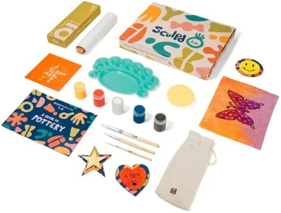 Sculpd Kids Painting Kit, Paint Craft Set for Kids Age 7+, Includes 5 Color Paint Set, Paintbrushes, Magnetic Picture Frame, 2 Canvases, Paint Palette, Additional Art Supplies and Free Guidebook