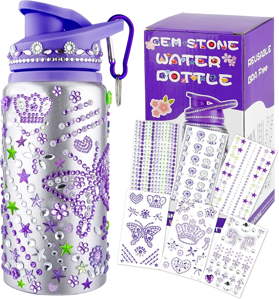 Decorate Your Own Water Bottle Kits for Girls, Birthday Gifts for Girls, DIY Arts and Crafts Toys Gifts for Girls, Girls Diamond Painting Kits, Water Bottle for Girls, Girls Water Bottles for School