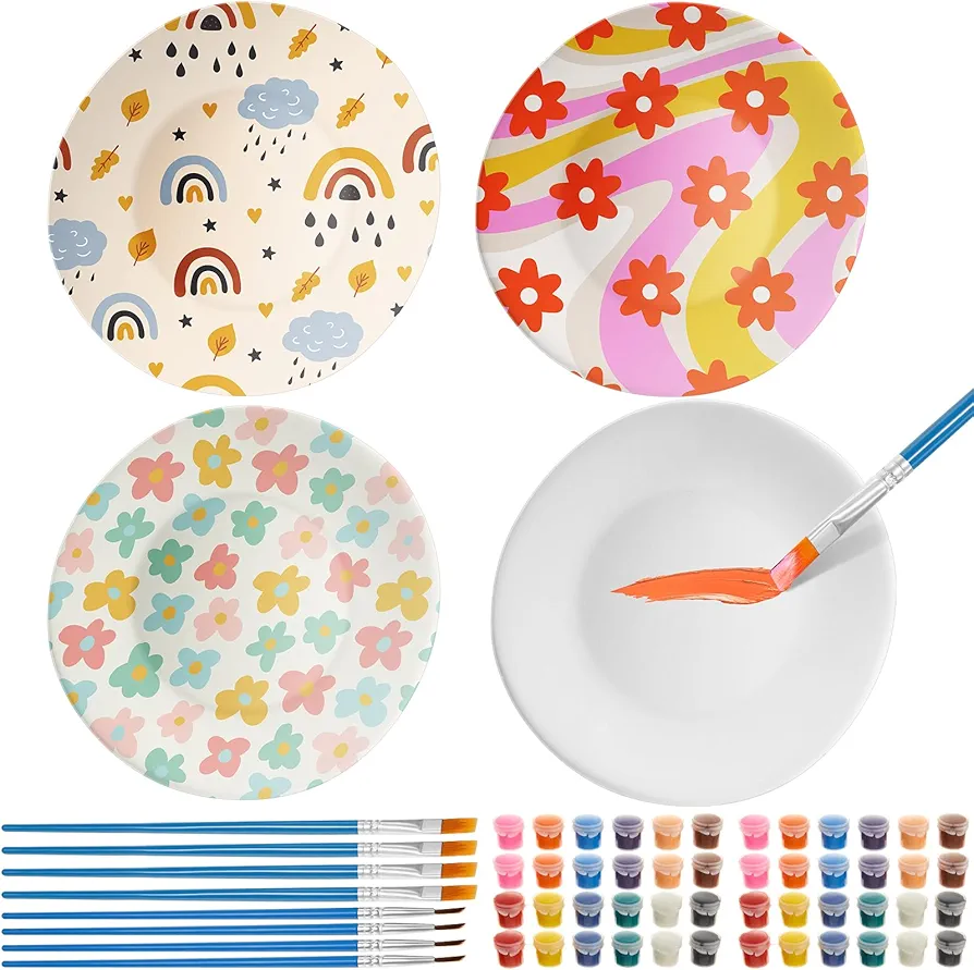 4 Sets Jewelry Dish Making Kit DIY Jewelry Dish Arts and Crafts Kit Make Your Own Jewelry Bowls Gifts for Birthday Gift Ideas