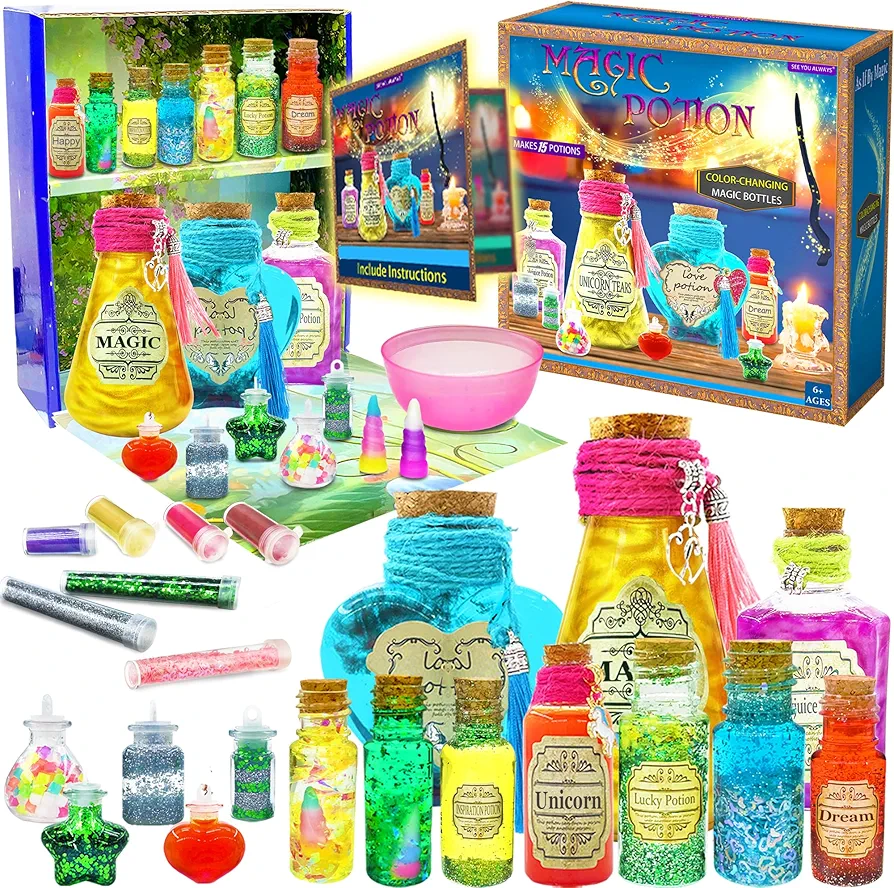 See You Always Magic Fairy Potion Kits for Kids - DIY 15 Larger Bottles Witches' Magical Color Changing Potions Art Craft Kit, Fairy Decorations Creative Magic Kit Toys for Girls