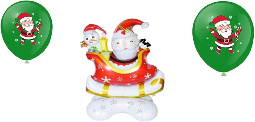 38" Santa with Sleigh and 2 12" Santa Balloons Christmas Party Supplies