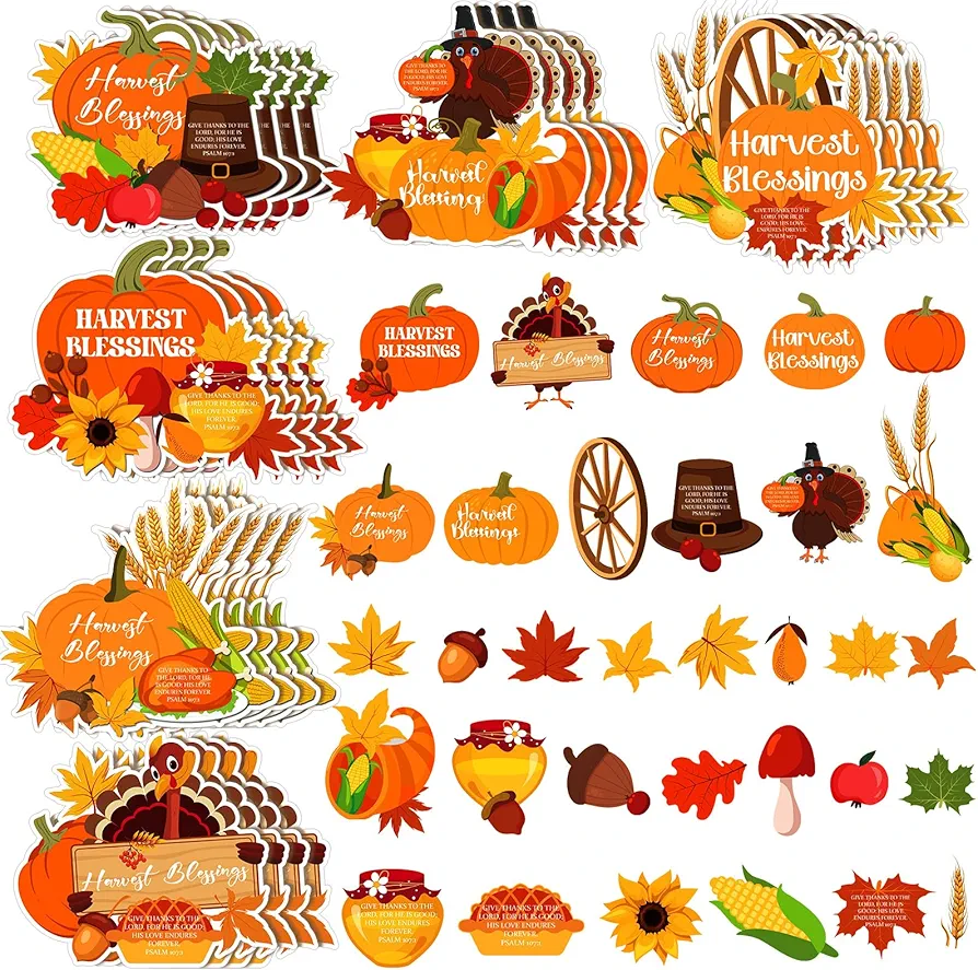 Geetery 24 Set Christian Thanksgiving Crafts Kits for Kids Harvest Blessings Sign Felt Craft Kit 6 Styles Count Your Harvest Blessings Sign Bible Crafts for Kids Thanksgiving Classroom Activities