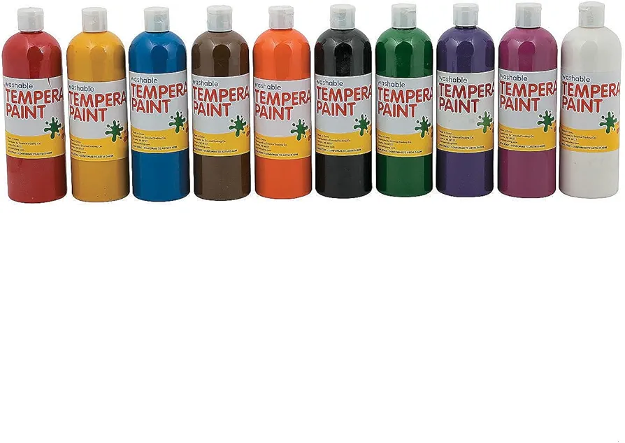 Washable Paint for Kids 10-Pack Washable Tempera Paints - Non-Toxic, Child-Safe Colors - Perfect for Kids Art Projects - 16oz Each