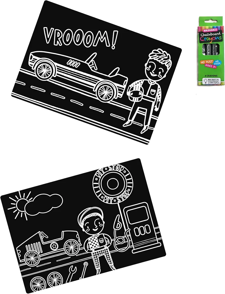 Mess Free Washable Coloring Toy Set, travel essentials for kids toddlers, ages 3,4,5,6,7 (Race Day)