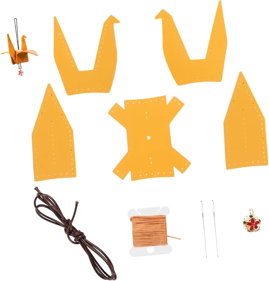 NAMOARLY 1 Set Paper Crane Pendant Arts and Crafts Supplies Car Interior Decoration Accessories Interior Car Pendant Accessories Crafting Crane Materials Leather Kit Origami Pu Hand Sewing