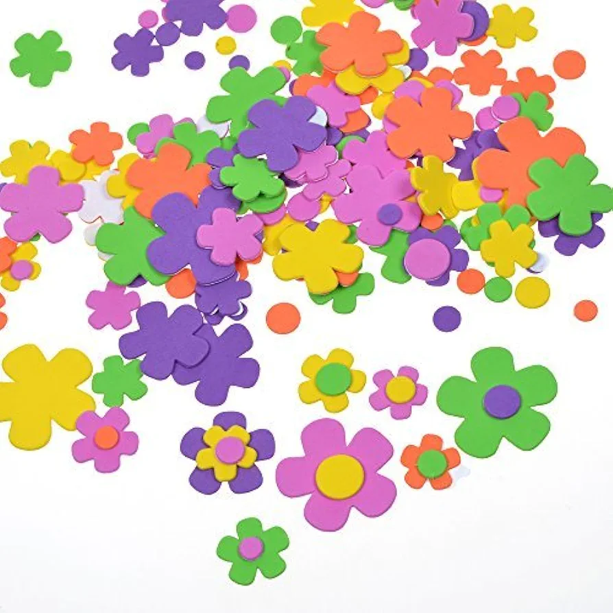 200 Pcs Self-Adhesive Foam Flower Shapes Stickers for Craft Art Project Product Name
