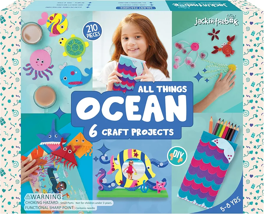 jackinthebox Under The Sea Themed Craft Kit | Includes Beautiful Felt Mermaid Sewing Kit | 6 Different Crafts-in-1 | Best Gift Girls Ages 6 to 10 Years (6-in-1)