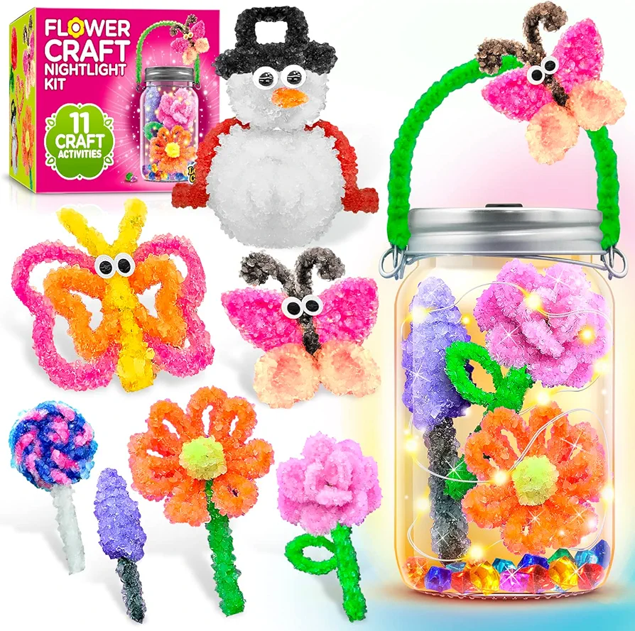 Arts and Crafts Kit for Girls Ages 8-12. Craft Your Own Crystal Night Light - Holiday Gift Set for 6,7,8-12 Year Old Girls. Cute Girls Toy