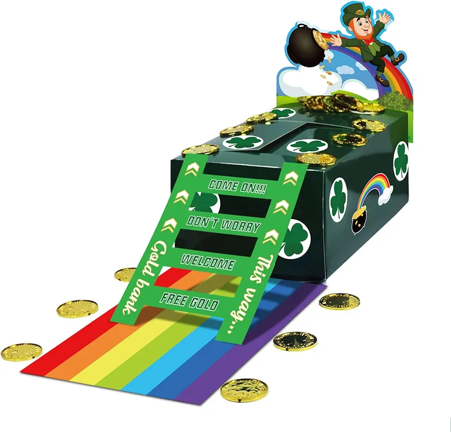 Aviski St Patricks Day Decorations, Catch a Leprechaun Trap DIY Craft Set for Kids Party Supplies, Including Rainbow, Ladder, Coins, Shamrock