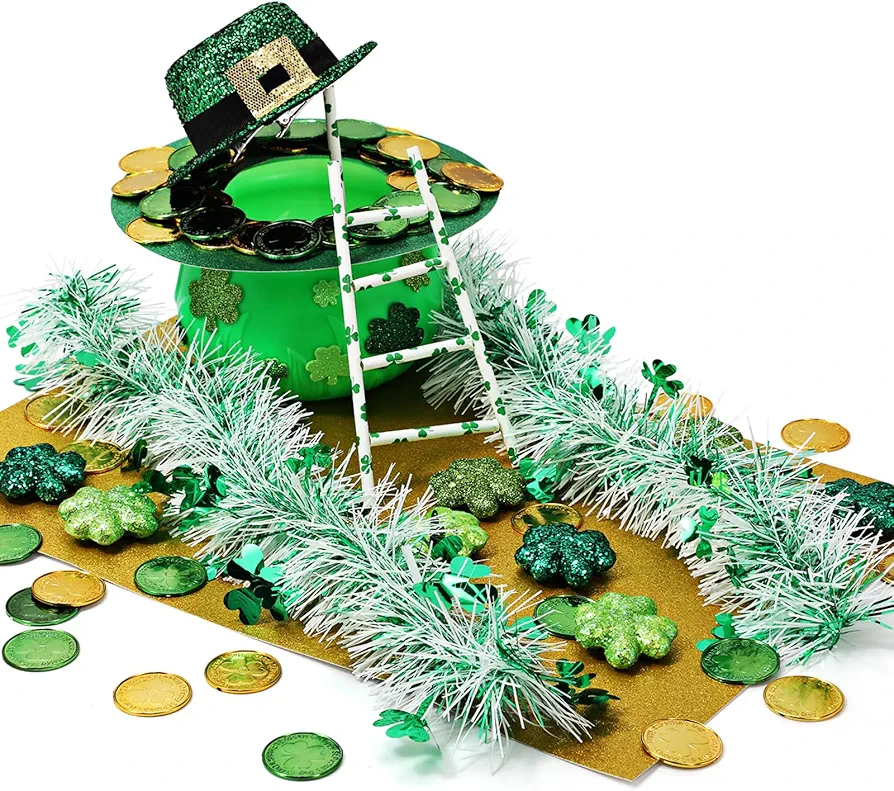 ReliThick 183 Pcs St. Patrick Day Craft Kits for Kids, DIY Leprechaun Trap Kit St. Patrick's Day Cauldron Set with Shamrock Gold Coins stickers for Irish Party Decoration Favors