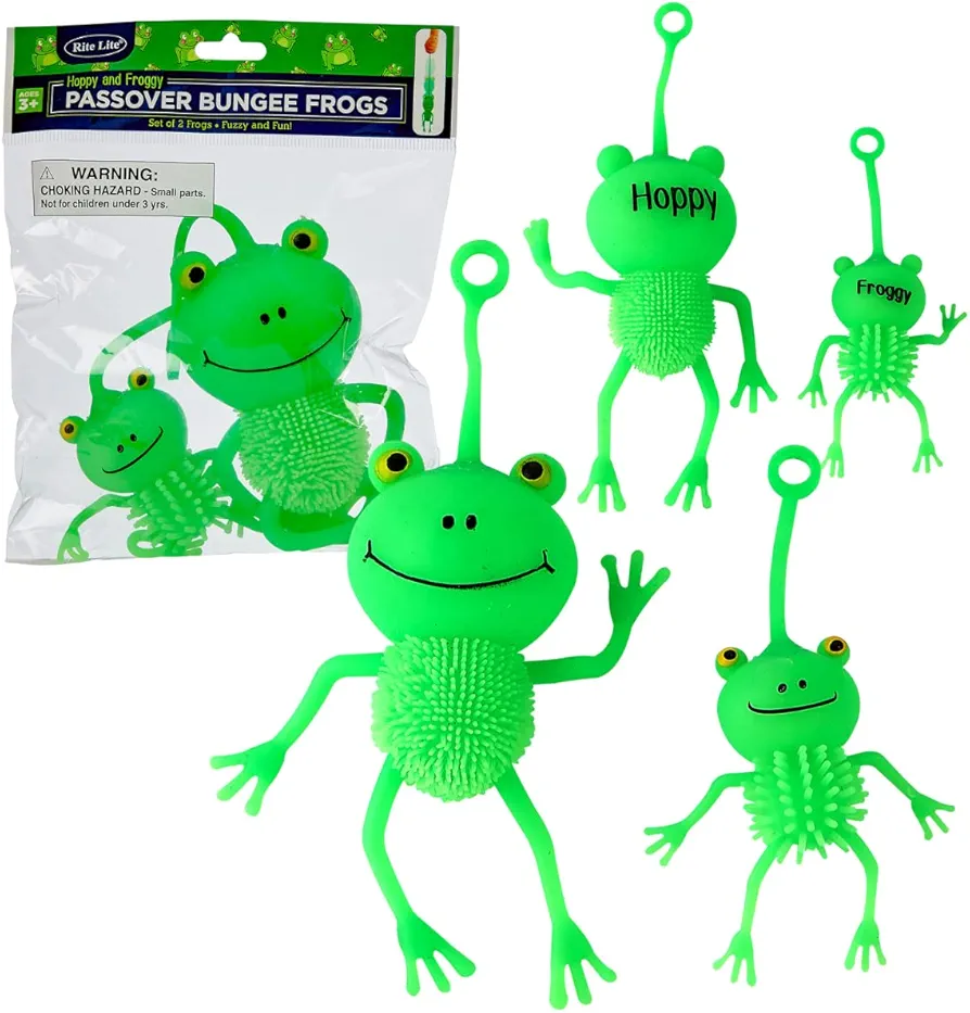 Rite Lite Bungee Passover Frogs Gift Set of 2 Squishy Frogs, Fun and Addictive Squish Frog, Passover Gifts, Pesach Seder Educational & Fun Arts & Crafts Jewish Holiday Party Favors Goodie Bag Rewards