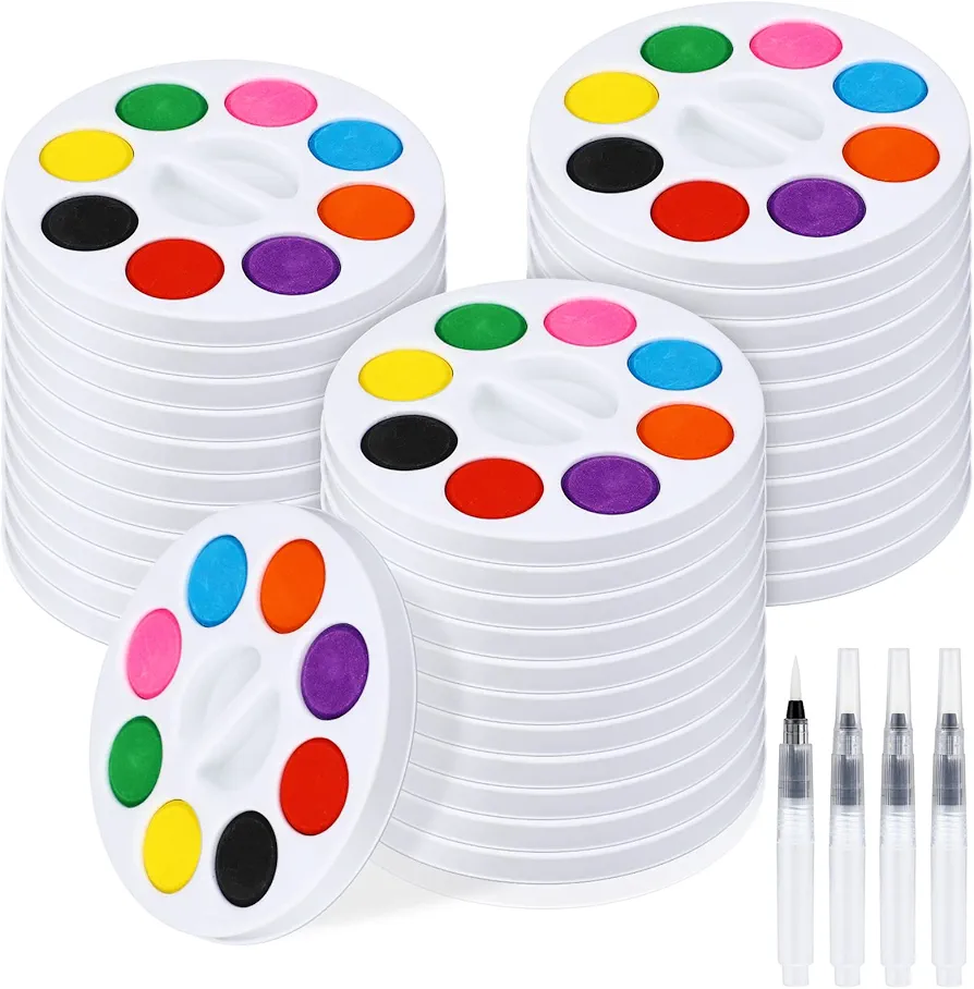 Watercolor Paint Sets Water Color Painting Large Paint Sets Large Watercolor Kids Paint Set 8 Colors with Paint Brush Washable Watercolor Paint for 100 Days of School Kids Valentine's Day(36 Pack)