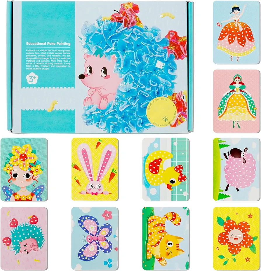 Creative Puzzle Puncture Painting, Poking Painting, Fabric Art Frenzy, 10 Themes Poke Art DIY Toys, Childhood Infinite Dream Hand-painted, Princess Fairy Poking Painting Kit, Paper Craft Kit for Kids