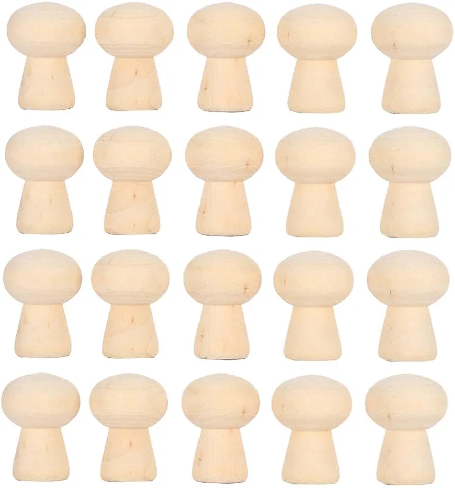 Arts and Crafts Supplies - Mushroom Wooden Peg Dolls for DIY Projects Unfinished Wooden Decorations - Premium Set of DIY Wooden Bodies for Crafting