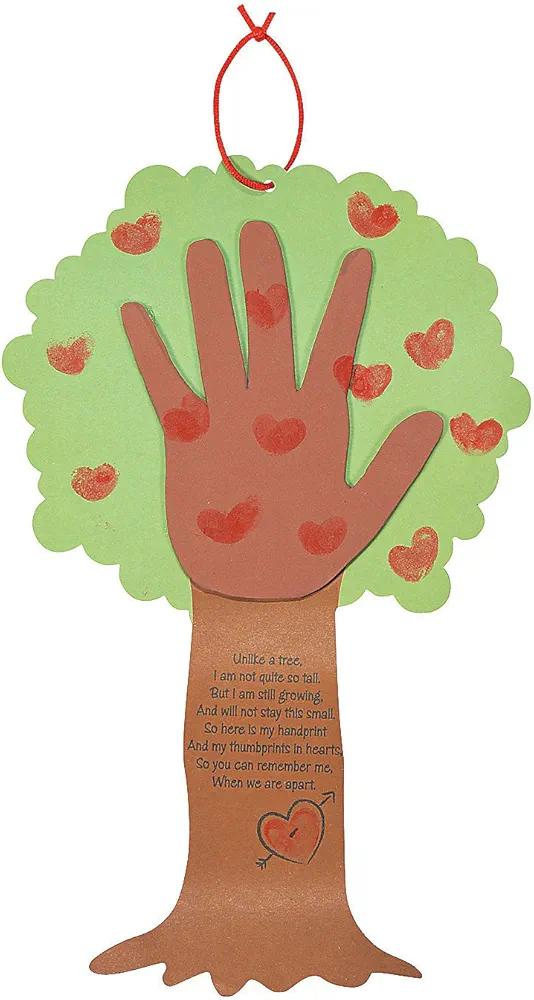 Fun Express Valentine Tree Thumbprint Poem Sign Craft Kit - Makes 12 - Valentine's Day Crafts for Kids