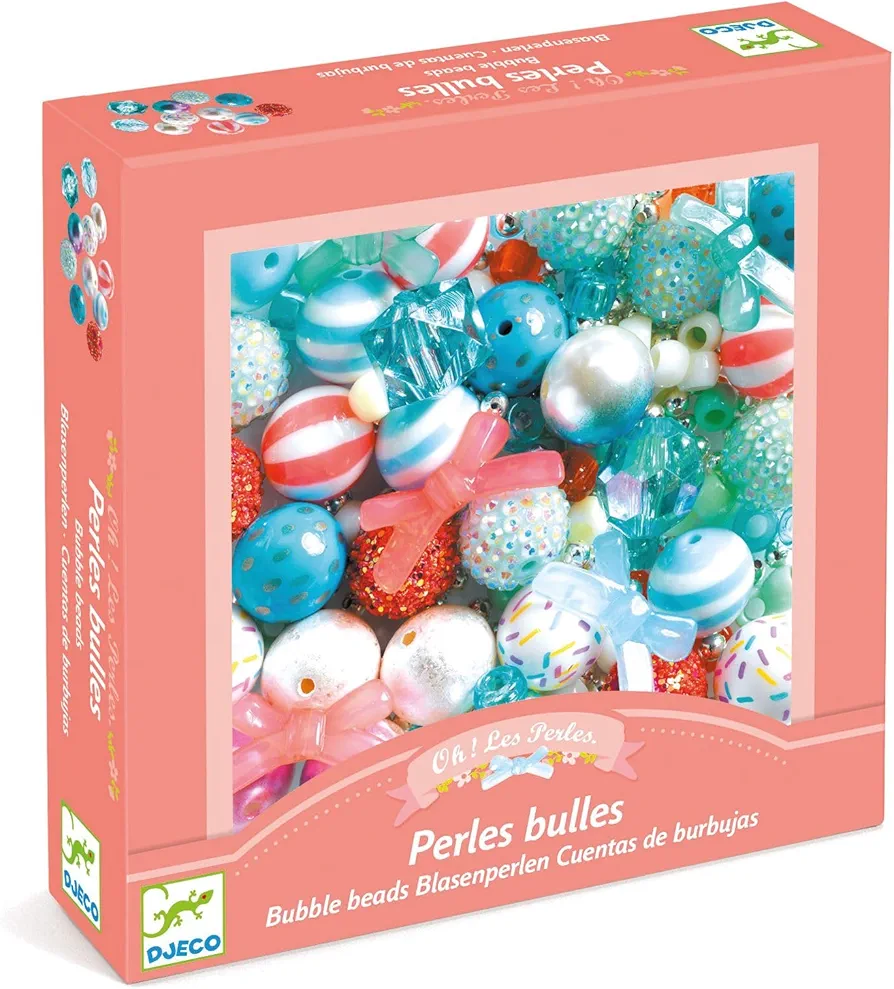 DJECO Silver Bubble Beads - Sparkling Jewelry Creations for Bracelets, Names & Playful Learning for Home, School or Gifts - Fun & Creative for Family & Friends - Educational Art Crafts for Kids 4+