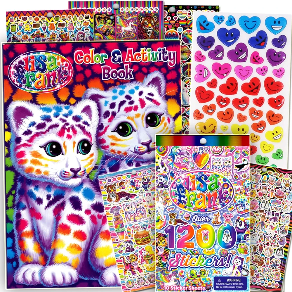 Lisa Frank Coloring and Sticker Activity Book Set for Kids - Bundle with Lisa Frank Coloring Book with Stickers, Games, Puzzles, and More