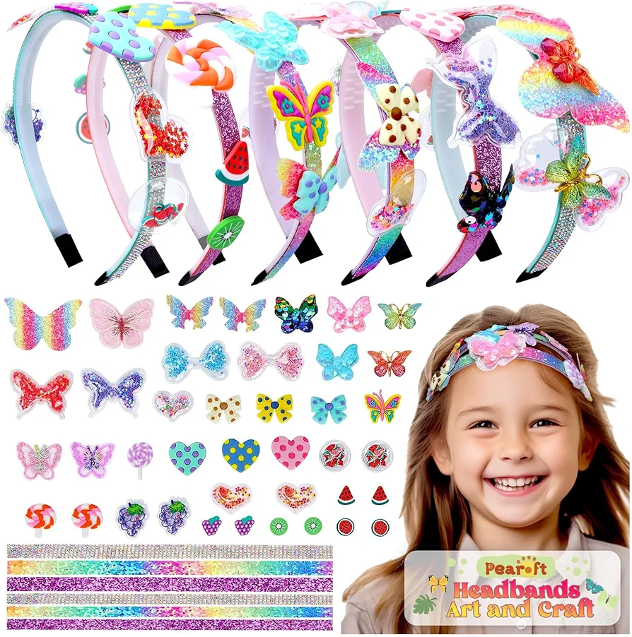 Art Crafts for Girls Age 5 6 7 8 Princess Gifts: Girly Craft Accessories for 10 11 12 Year Old Girl Butterfly Craft Jewellery Making Sets Birthday Gifts Hair Accessories Age 6-12 Girls Kids