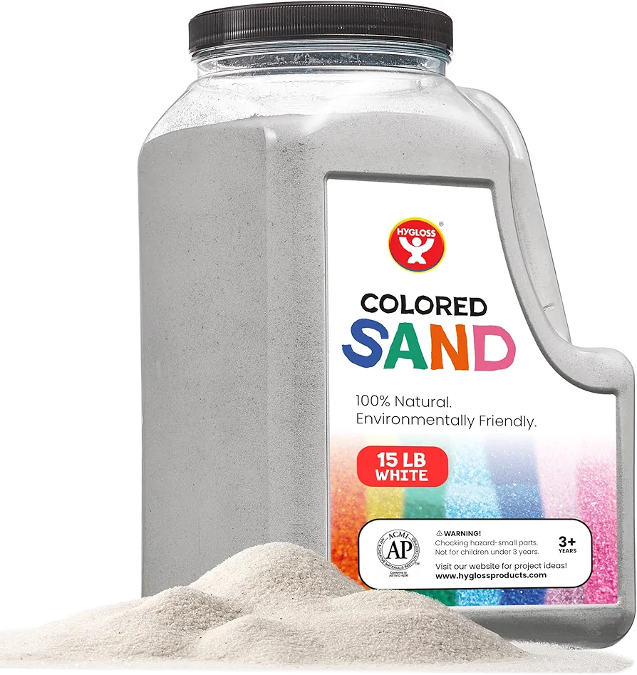 Colored Sand for Sand Art - Sand for Crafts - Vibrant Color Play Sand - Safe for Ages 3+ Fine Colorful Sand for Plants - Classroom Arts & Crafts for Kids 4 5 6 7 8 9 10 11 12 - 15 lb. Bottle, White