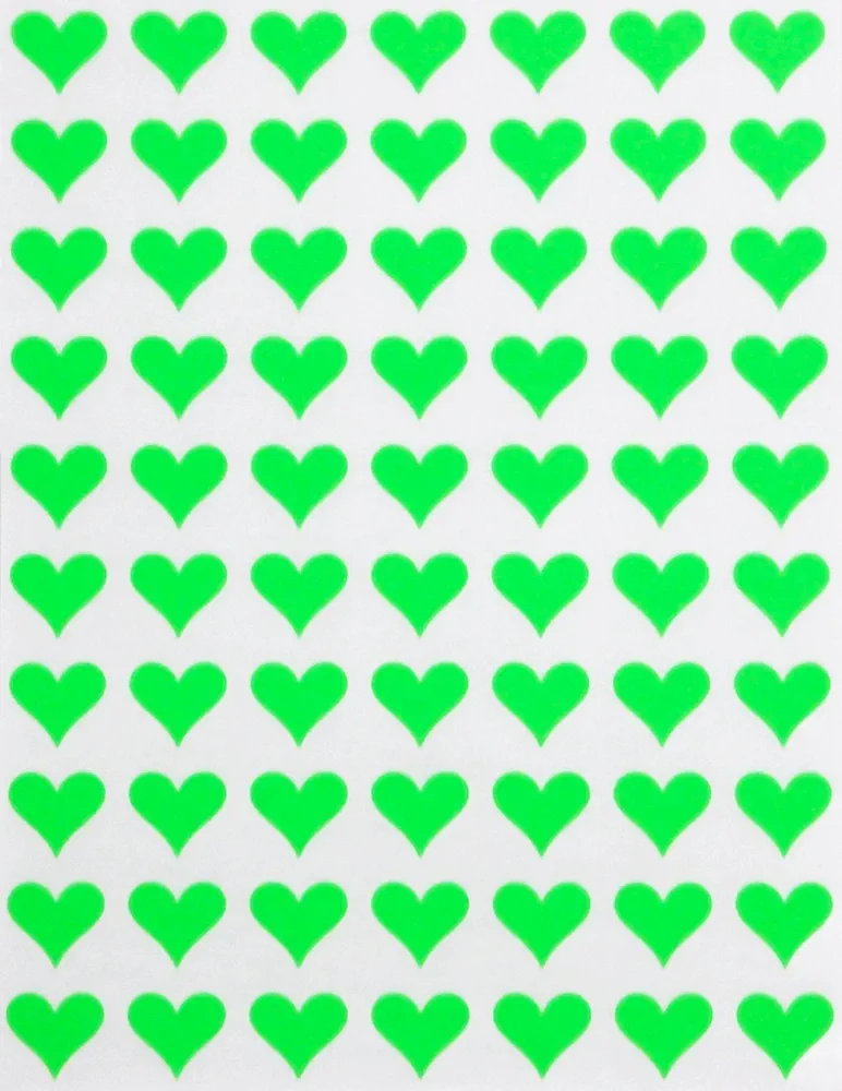 Royal Green Mini Hearts Stickers for Decoration 1/2 inch Colored Label Hearts for Arts, Crafts, Party Supplies, and Scrapbooking, 1050-Pack (Neon Green)