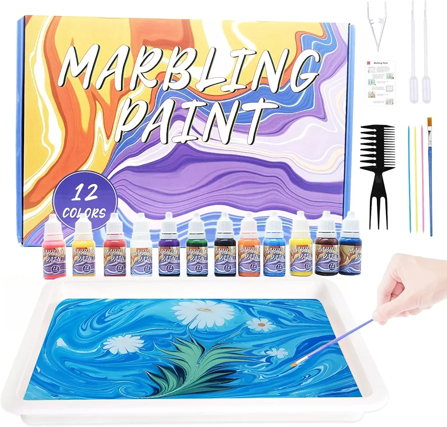 Ysguyyz Water Marbling Paint Kit for Kids Ages 6 7 8 9 10 11 12 | Fun Arts and Crafts Set for Boys & Girls for Creative Play