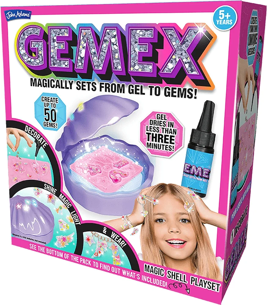 John Adams | GEMEX Magic Shell Playset: Magically Sets from Gel to gems! | Arts & Crafts | Ages 5+
