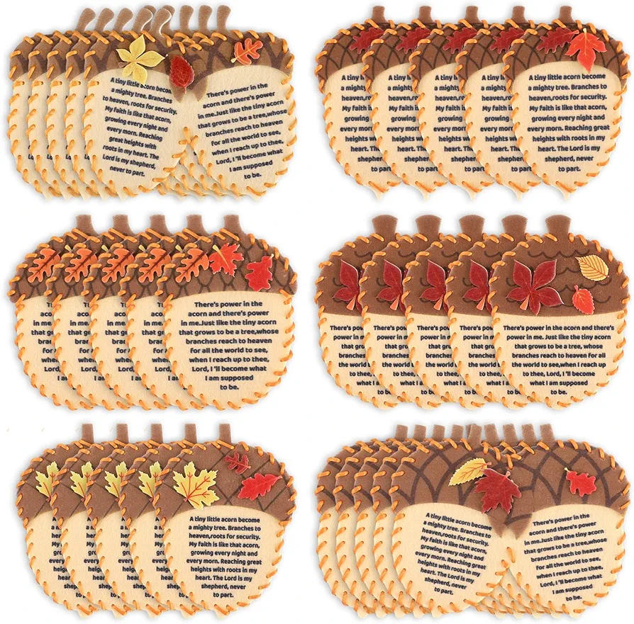Suzile 30 Sets Fall Sunday School Crafts for Kids Thanksgiving Religious Crafts Power in The Acorn Craft Kit Fall DIY Crafts Lacing Sewing Craft Church Classroom Preschool Daycare Activities