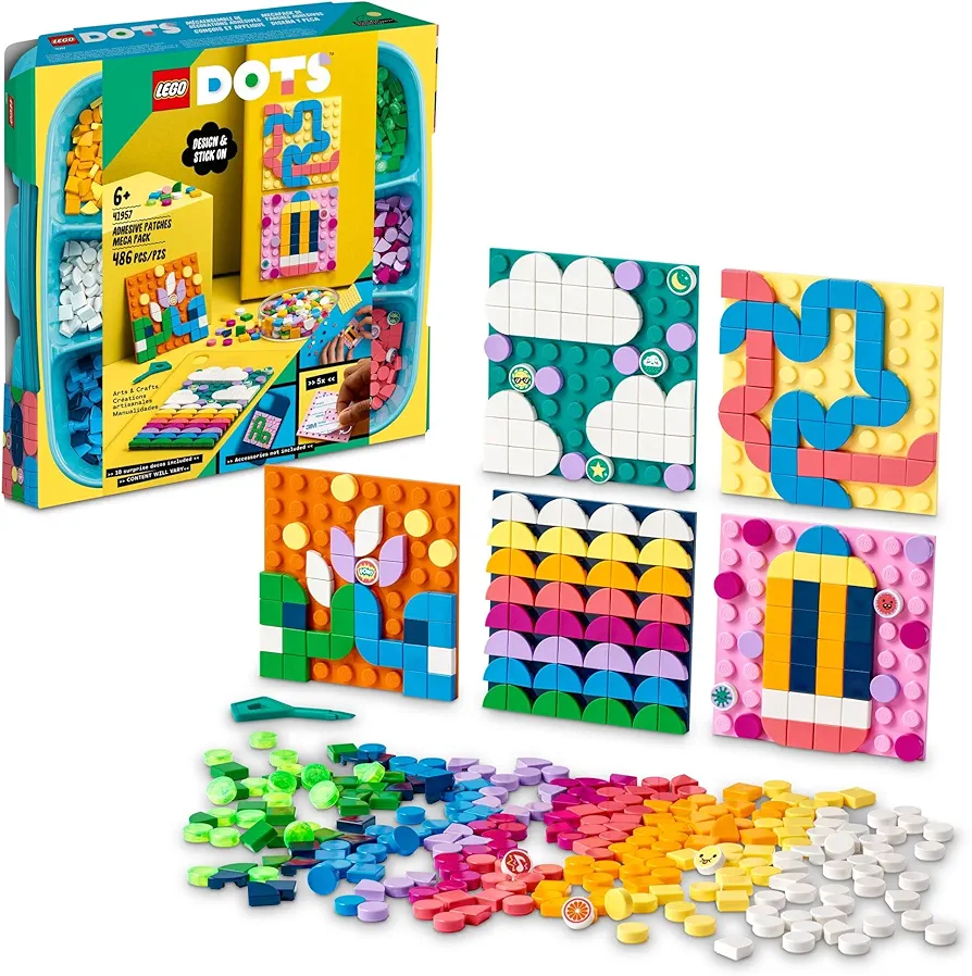 LEGO DOTS Adhesive Patches Mega Pack 41957 Arts and Crafts 5-in-1 Mosaic Making Building Kit, DIY Sticker Patches, Gift Idea for Creative Kids, Make Custom Designs for Notebooks, Phone Cases and More