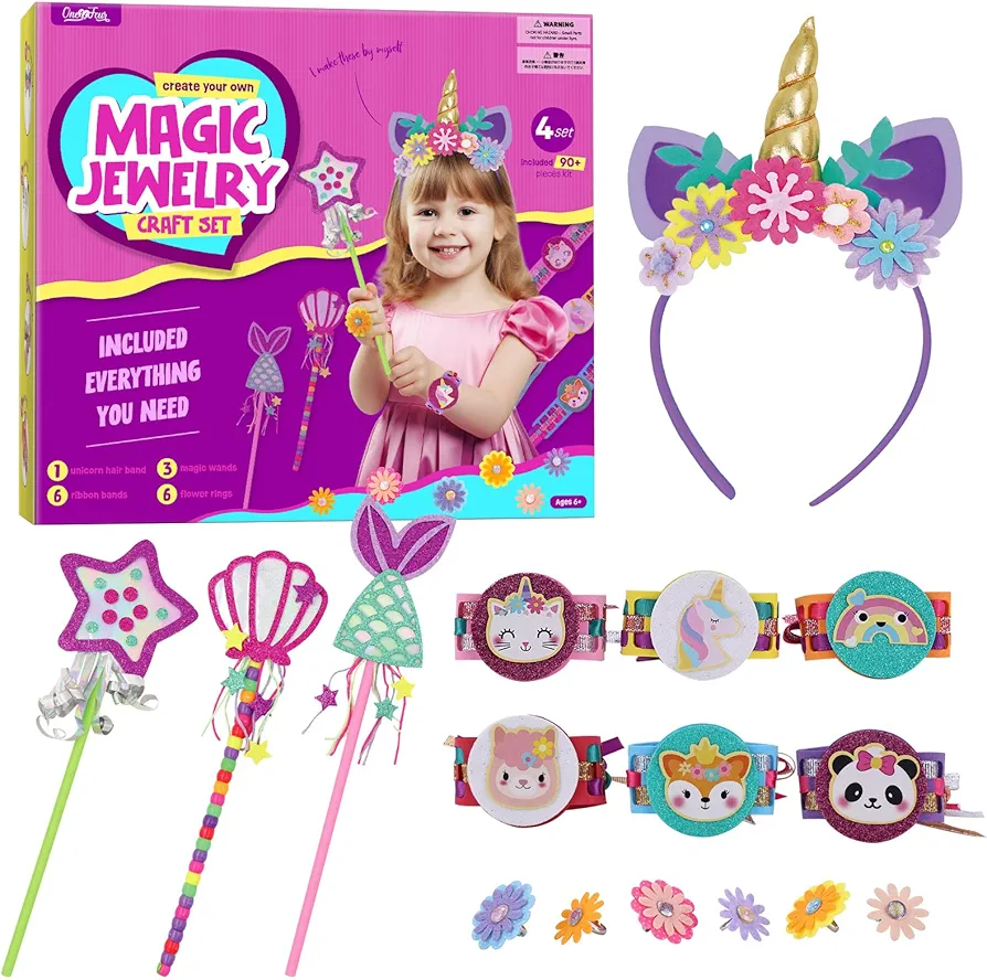 Girls Jewelry Craft Kit - Kids Jewelry for Little Girl Toys 6-8, Arts and Crafts for Kids Age 6-8, Craft Supplies Jewellery Making Kit, Christmas Birthday Gifts for Girl 6 7 8 9 10 11 12
