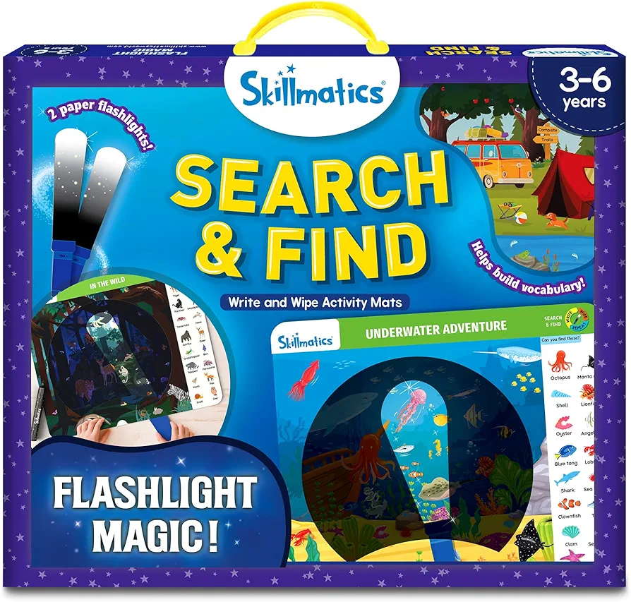 Skillmatics Preschool Learning Activity - Search and Find Flashlight Magic, Educational Game for Kids, Toddlers Who Love Toys, Art & Craft Activities, Gifts for Girls and Boys Ages 3, 4, 5, 6